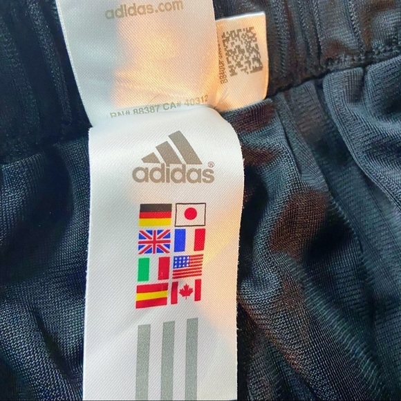 Adidas three stripe black blue cinch waist cropped athletic pants S - Picture 4 of 10